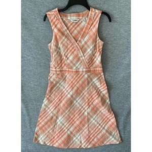 LL Bean Women's 8 Dress Plaid A-Line Linen Sleeveless Tank Casual Summer